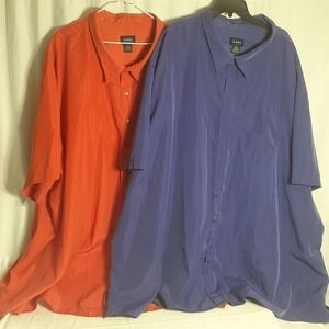 Harbor Bay Short Sleeve Button Up Shirt Men's 6XL Lot of 2 Shirts Purple Orange